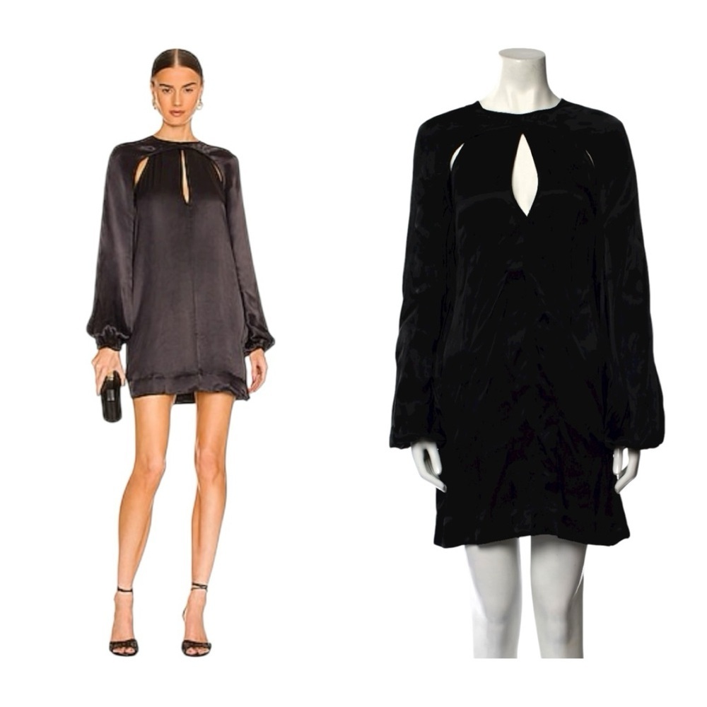 🖤 L’Academie Alana Mini Dress Black Long Sleeve Keyhole Shift NWT – Size M